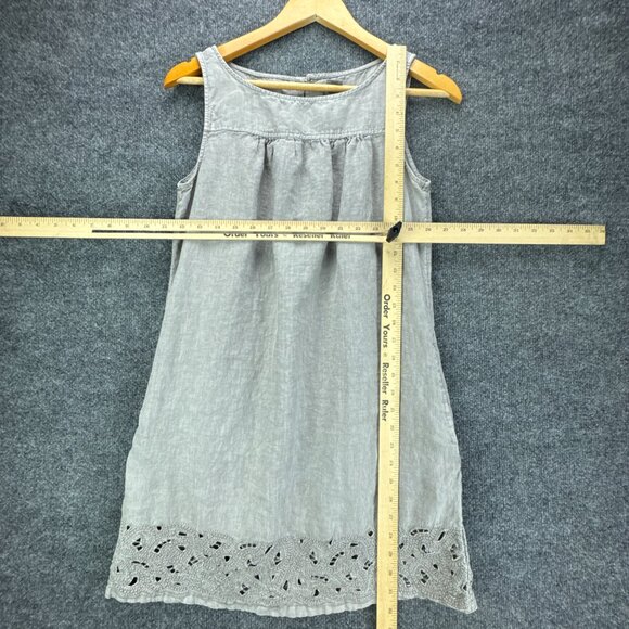 Artisan NY Dress Womens Small Gray Linen Sleeveless Lagenlook Eyelet Boho Casual - Picture 11 of 14